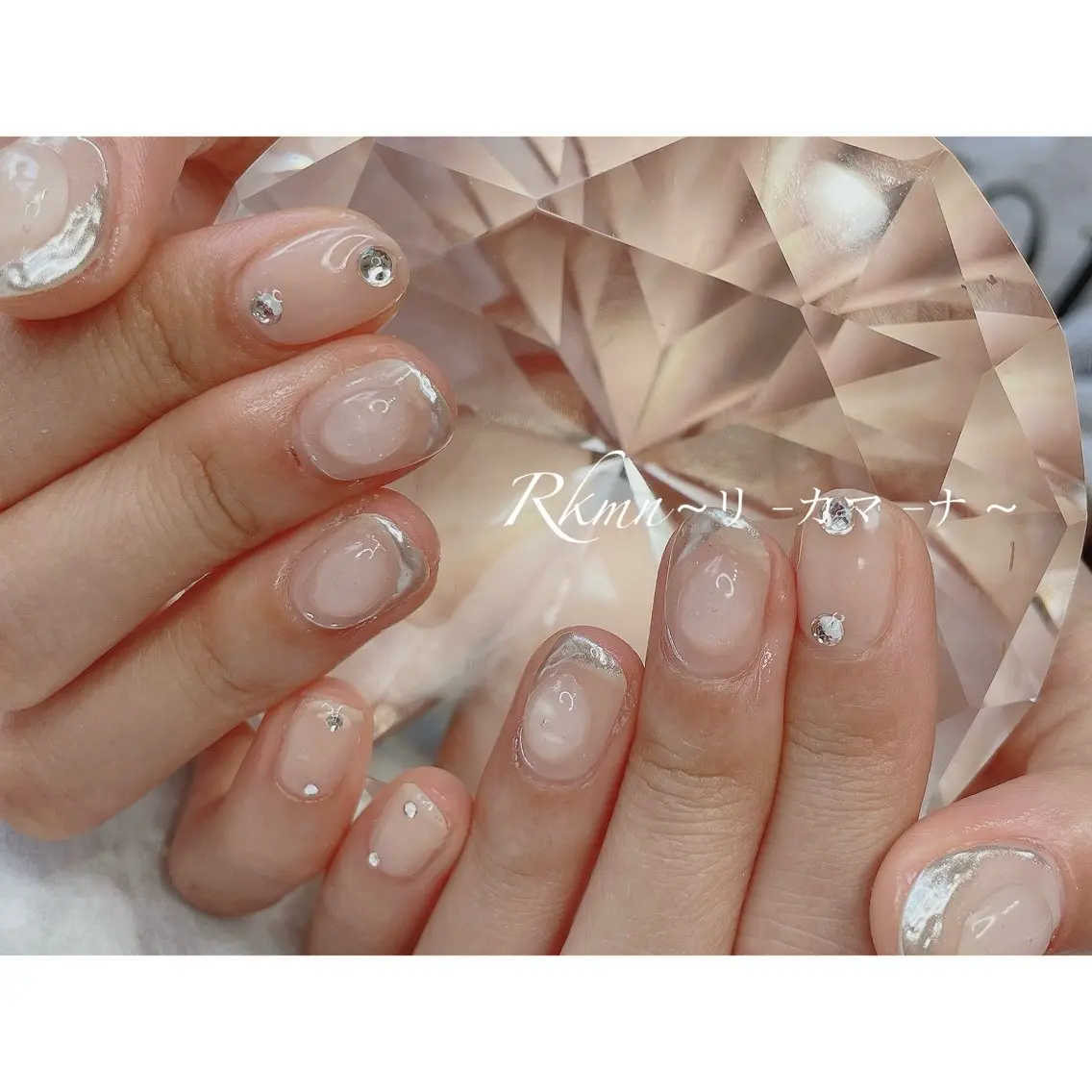 ネイル アートネイル クリアネイル ミラーネイル ぷっくりネイル 春ネイル ハンドネイル フットネイル ハンドケア Rkmn ~リ-カマ-ナ~のネイルデザイン