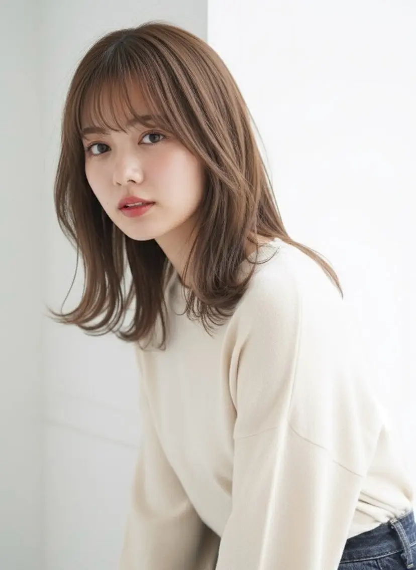 ミディアム ヘアカラー トリートメント 赤み消し韓国ヘア レイヤー縮毛🤍渡邉のヘアスタイル
