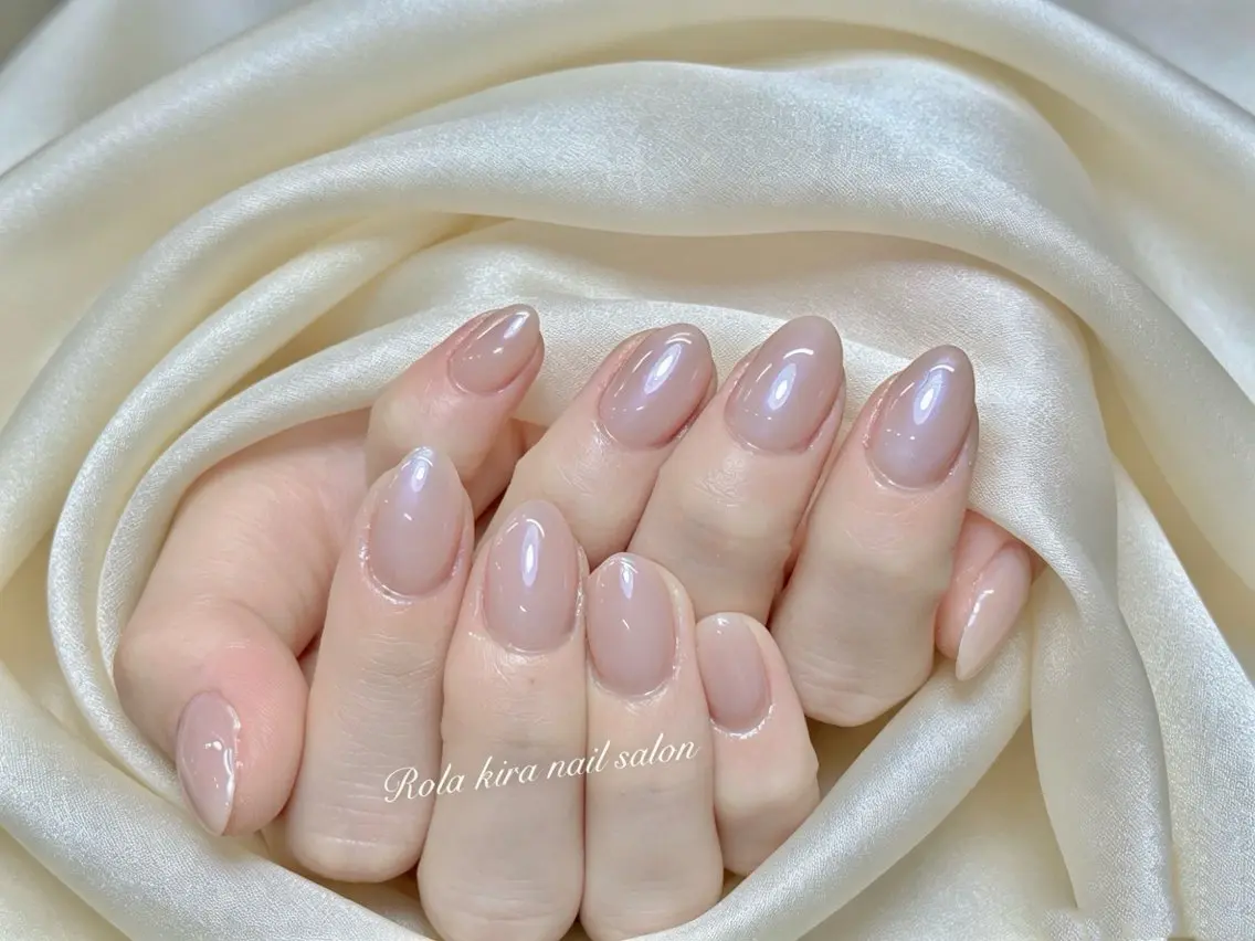 ネイル オーロラネイル チークネイル 長さ出し フットネイル フレンチネイル ハンドネイル Rola kira 麗のネイルデザイン
