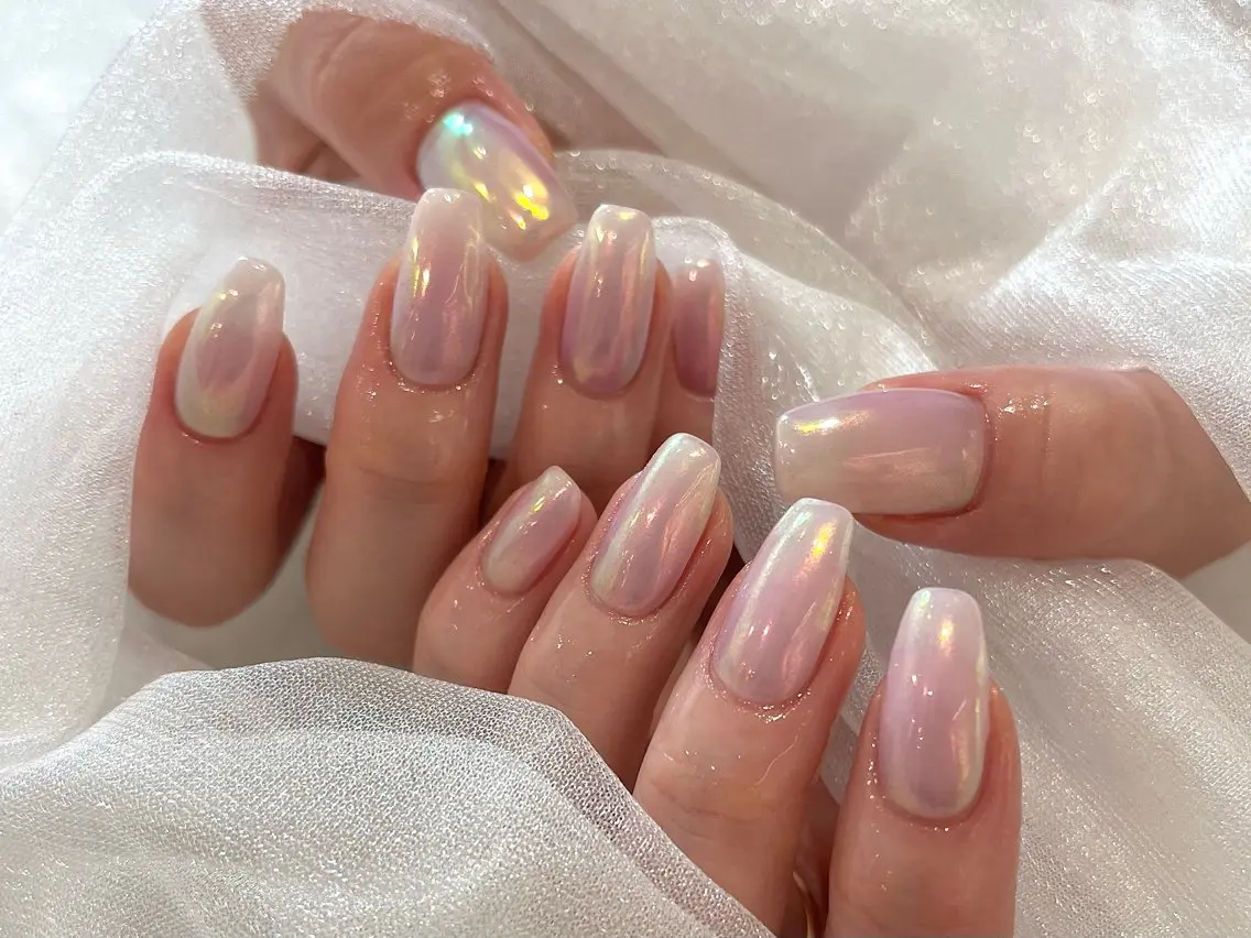 🪞ミラーネイル/オーロラパウダー💎‼︎ちゅるん仕上げ☺︎【オフ無し】(甘皮ケア付き)✨の写真
