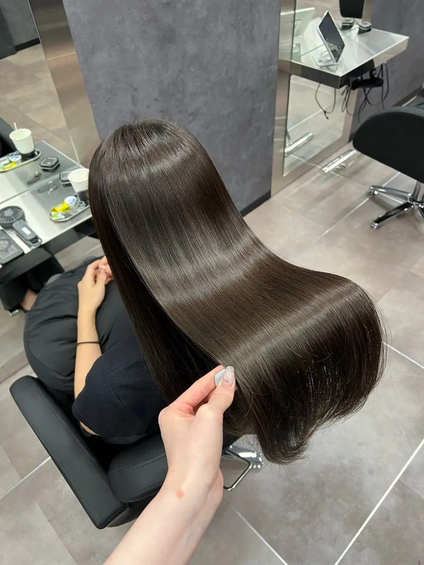 ロング カラー グレージュ ミント カット ヘアカラー トリートメント 🩶髪質改善/新宿 /saaya🩶のヘアスタイル