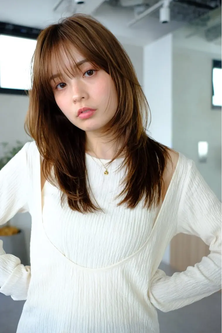 セミロング カラー 透明感カラー ヘアカラー トリートメント ヘッドスパ 🪐透明感カラー/ カワクボ モネのヘアスタイル