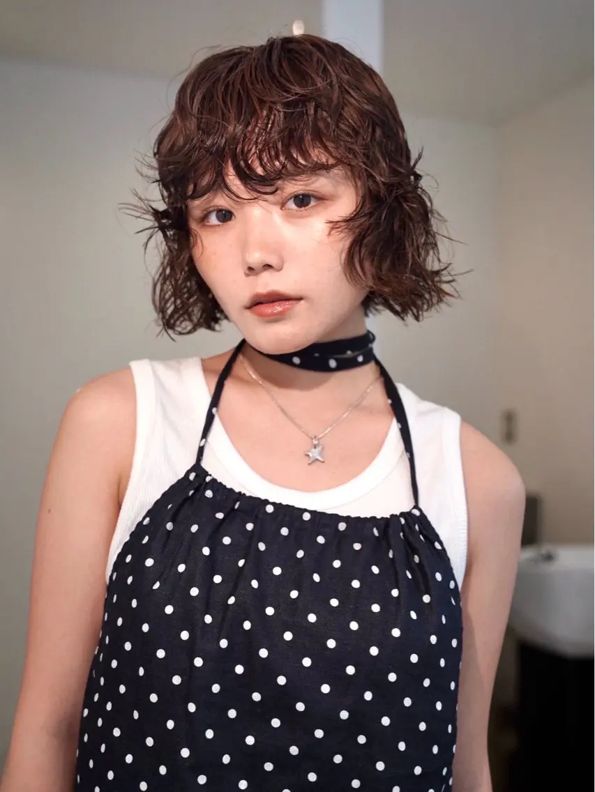 ショート パーマ ボブ カット パーマ トリートメント Kaito🐶 /デザイン/パーマのヘアスタイル
