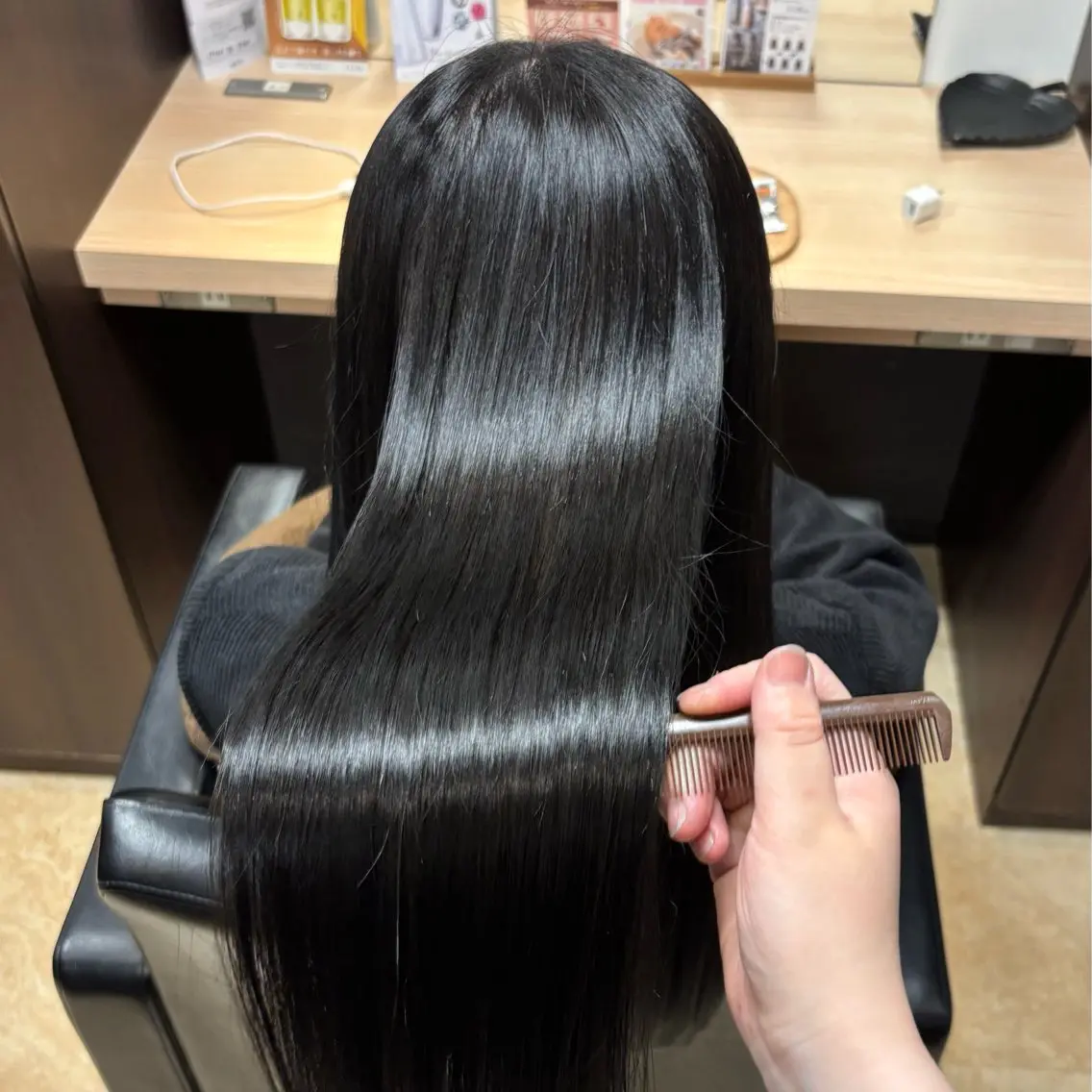 ロング カラー 黒髪 ブルーカラー ブルーブラック 透明感カラー トリートメント 🌸石間伏 愛理🌸のヘアスタイル