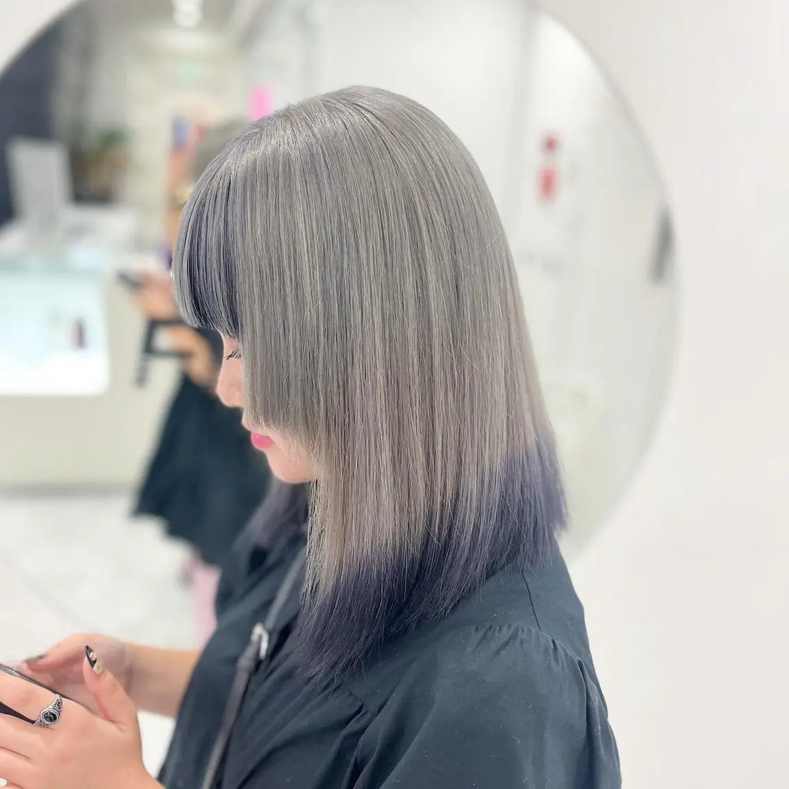 ミディアム カラー ヘアカラー トリートメント ヘッドスパ ヘアセット 💛ミルクティー 色落ち可愛い💛のヘアスタイル