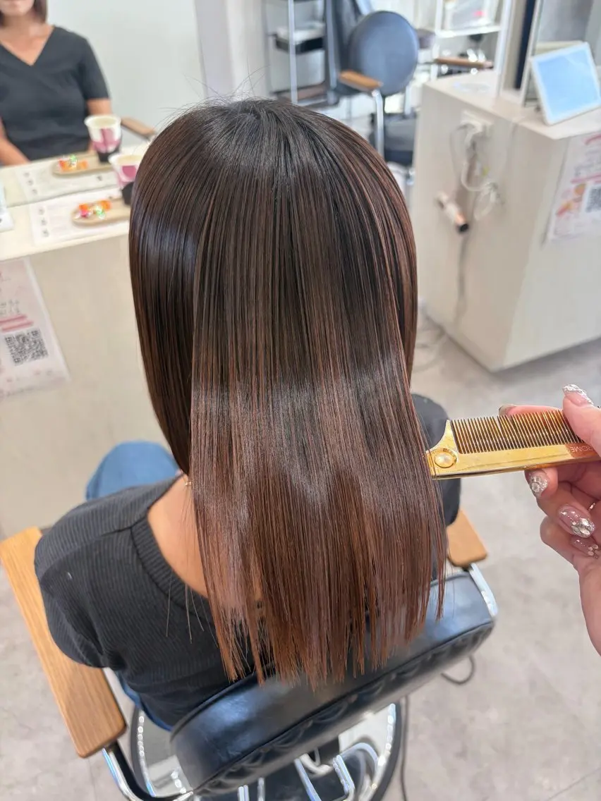 ミディアム パーマ カット 縮毛矯正 ゆうか🐈‍⬛ /SOYON岡崎店のヘアスタイル