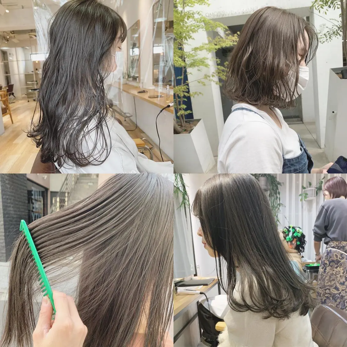 ミディアム カラー ネイル ハイトーンボブ 前田 表参道　グレージュのヘアスタイル