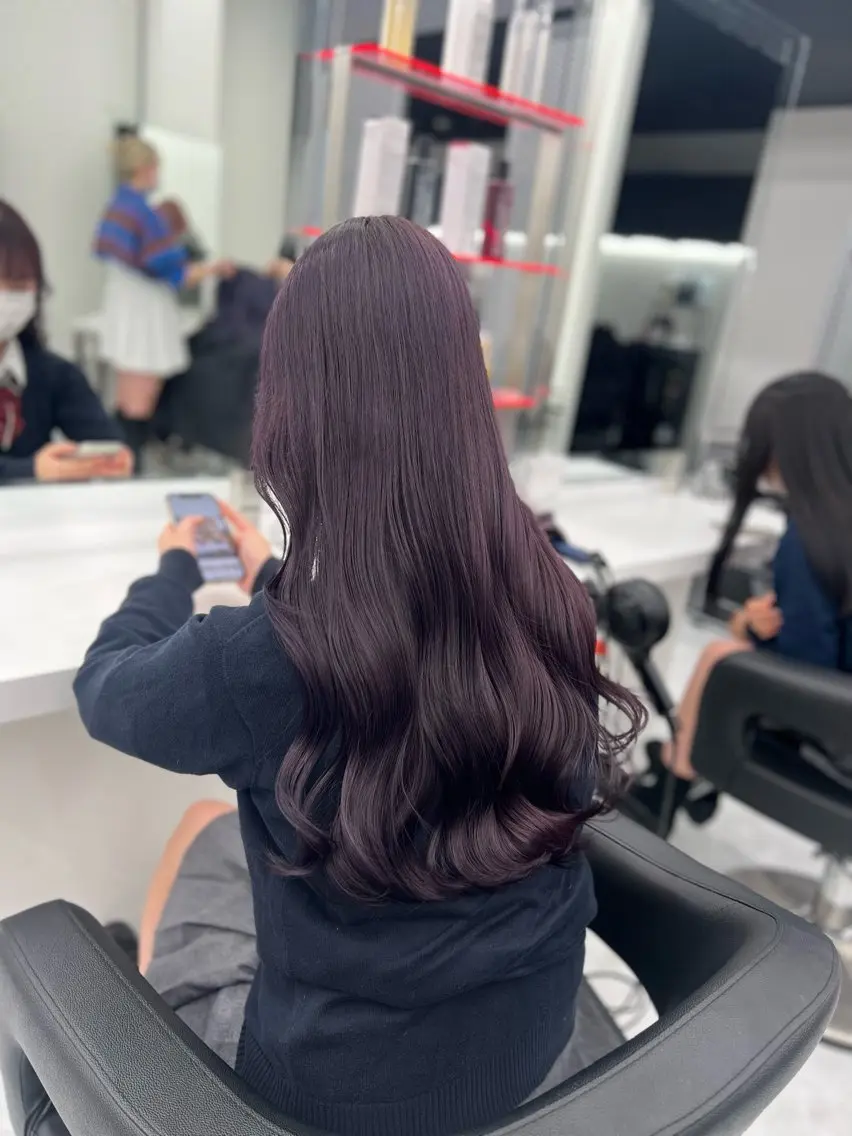 ロング カラー ヘアアレンジ 💖似合わせカラー レイヤー💖縮毛矯正のヘアスタイル