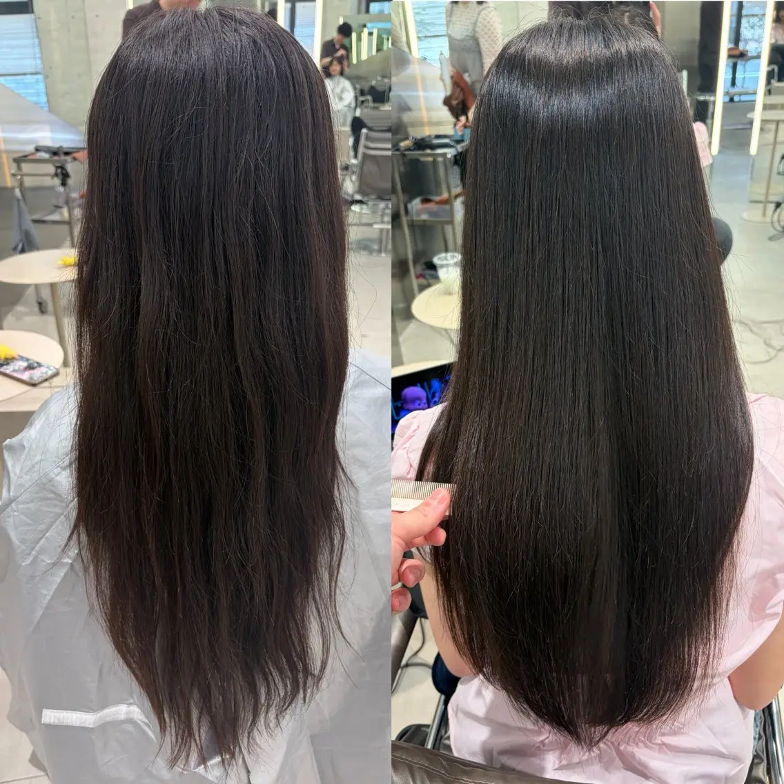 ロング カット 縮毛矯正 トリートメント 似合わせレイヤー ハッシュカットのヘアスタイル