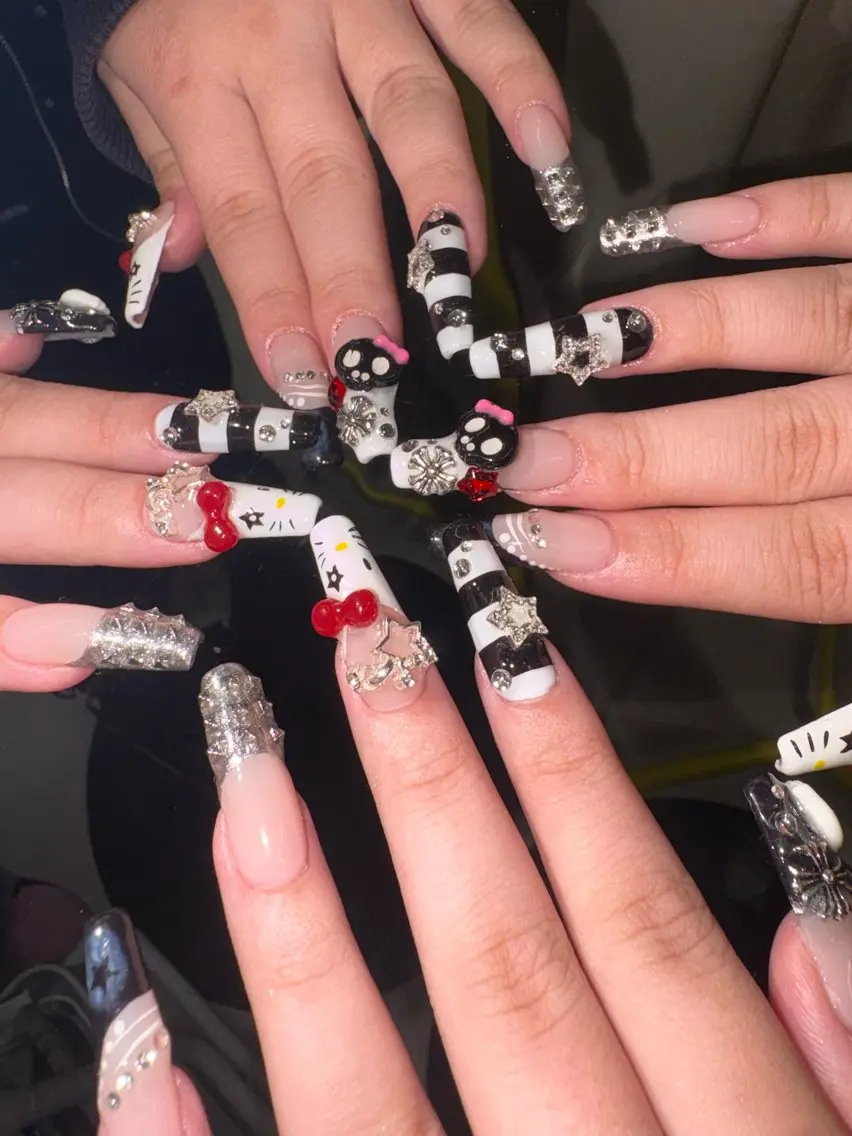 ネイル ロングネイル 持ち込み 33nail✴️栄 スミレ❇️Gel-xのネイルデザイン
