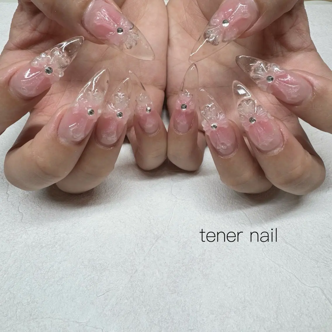 ネイル クリアネイル スカルプネイル ハンドネイル テネルネイル tener nailのネイルデザイン