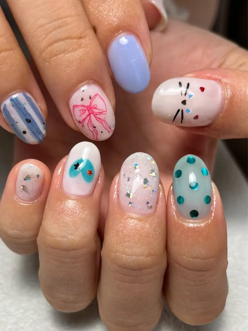 ネイル ハンドネイル tsumeya ゆるかわ手描きネイルのネイルデザイン