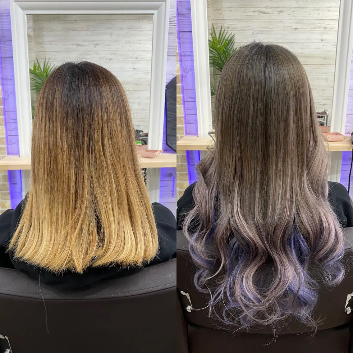 ミディアム カラー ヘアアレンジ アイブロウ ショートボブ 編み込みエクステ シールエクステ ミディアムパーマ バレイヤージュ LAVENDIA 初音のヘアスタイル