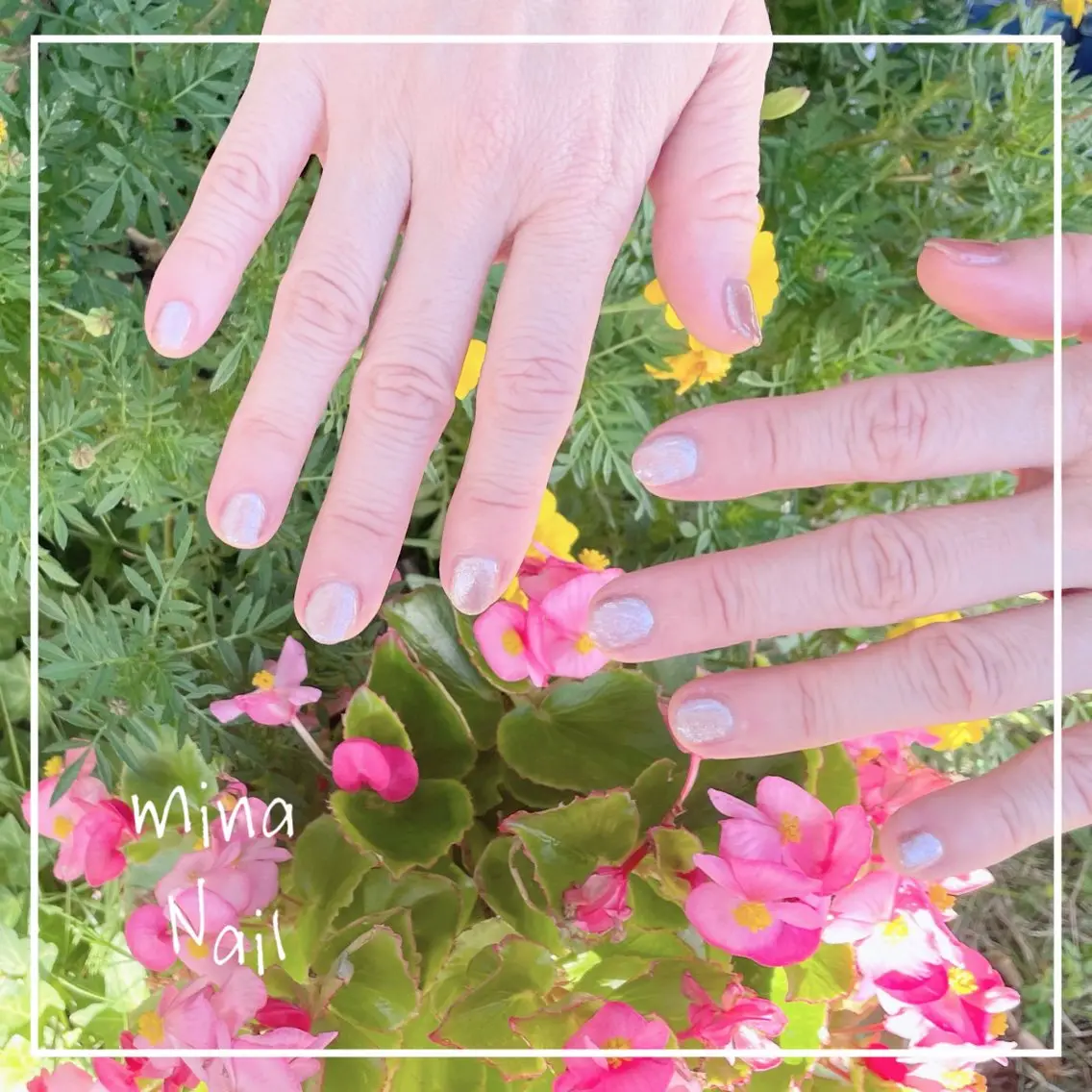 ネイル キラキラネイル マグネットネイル ワンカラーネイル ピンク ピンクベージュ mina Nailのネイルデザイン