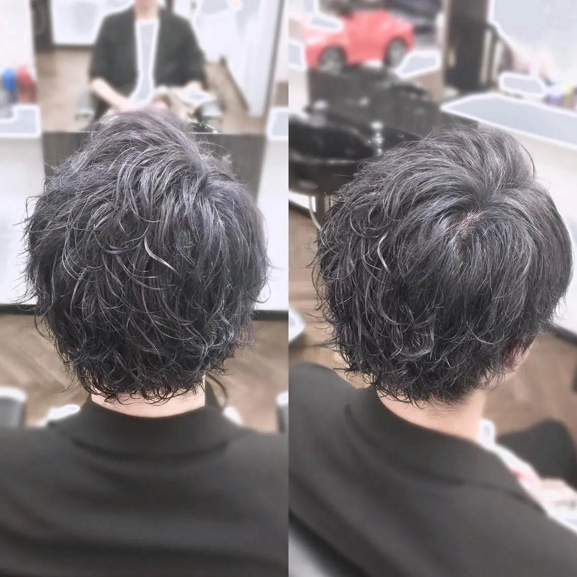 ミディアム カラー メンズ メンズブリーチ ブリーチ ダークグレー 前田賢生 ご新規様はNGのヘアスタイル