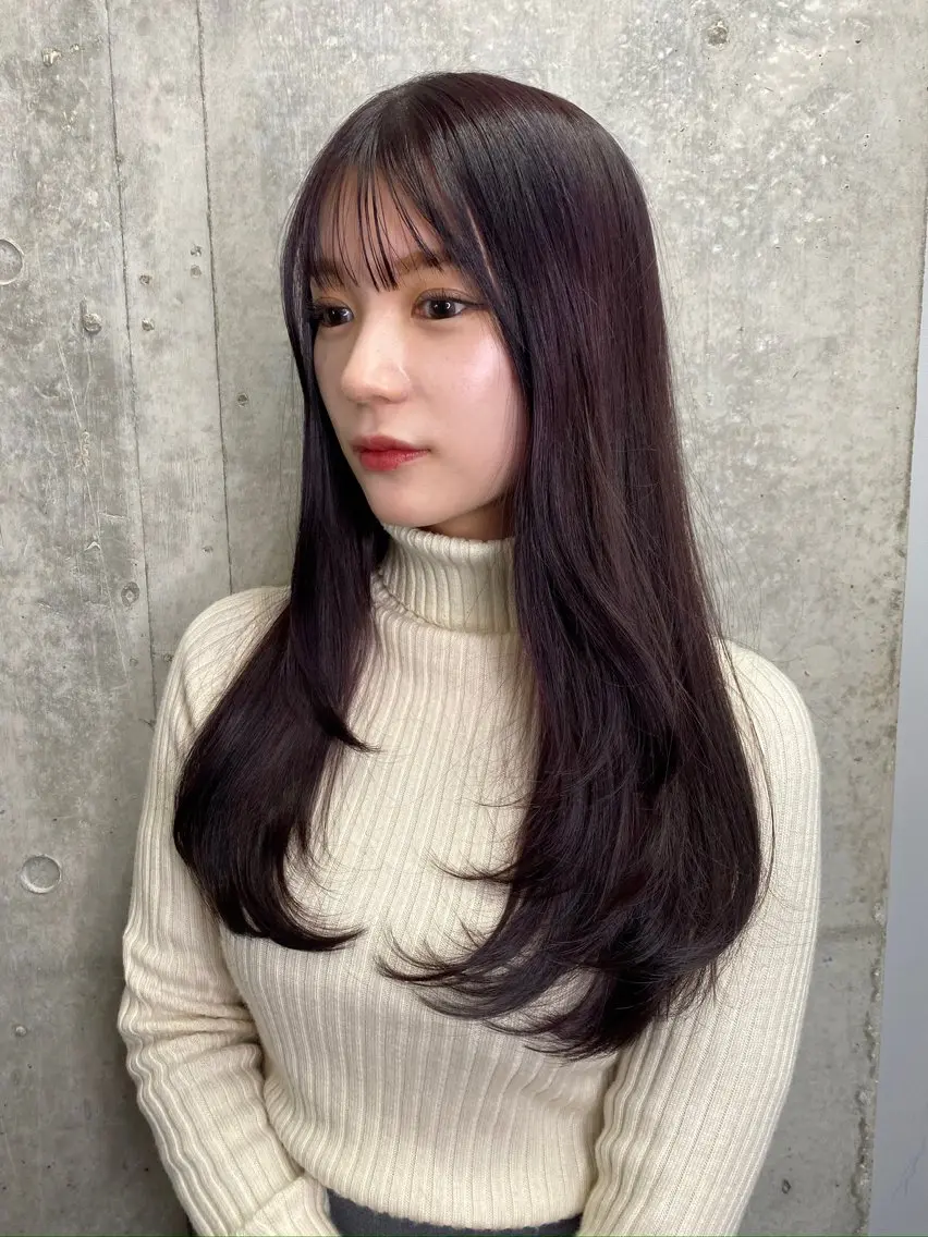 ロング カラー 髪質改善 トリートメント 韓国/ワンホンヘア 髪質改善/MaCoのヘアスタイル