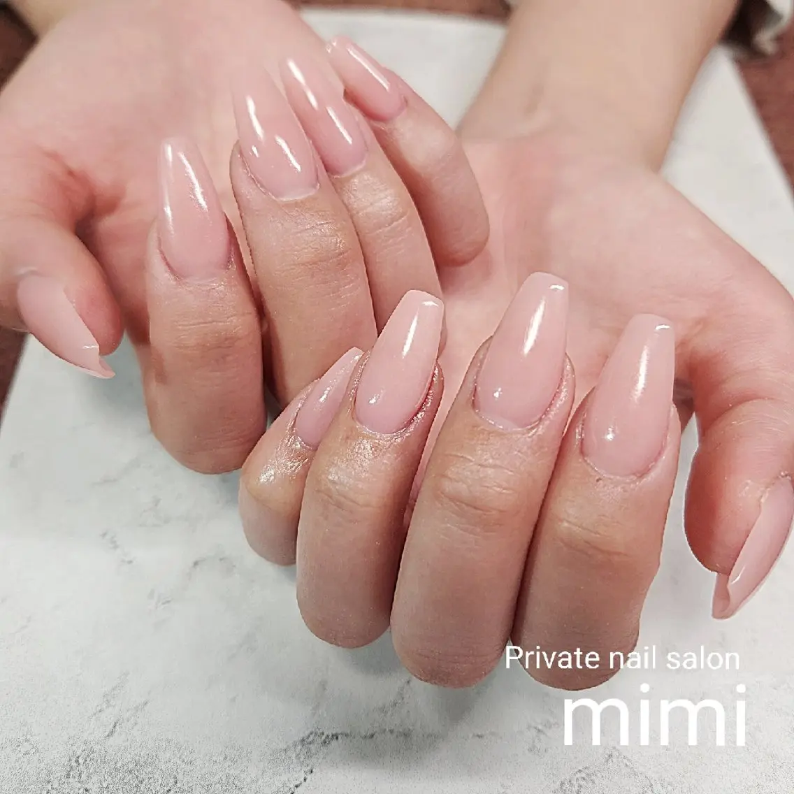 ネイル ピンク ピンクベージュ スカルプネイル ハンドネイル 博多ネイル ｍｉｍｉのネイルデザイン