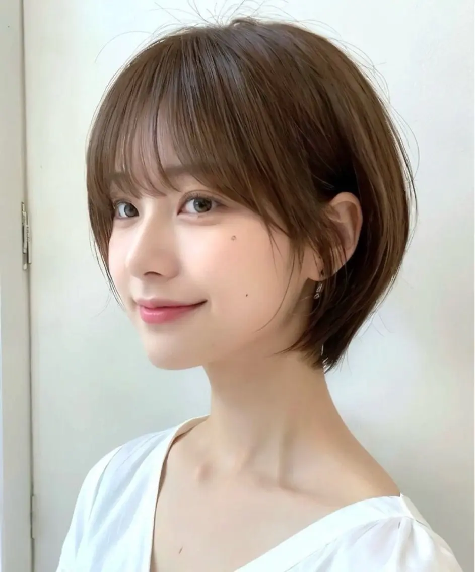 ショート ショートヘア レイヤー・カット モデル・透明感カラーのヘアスタイル