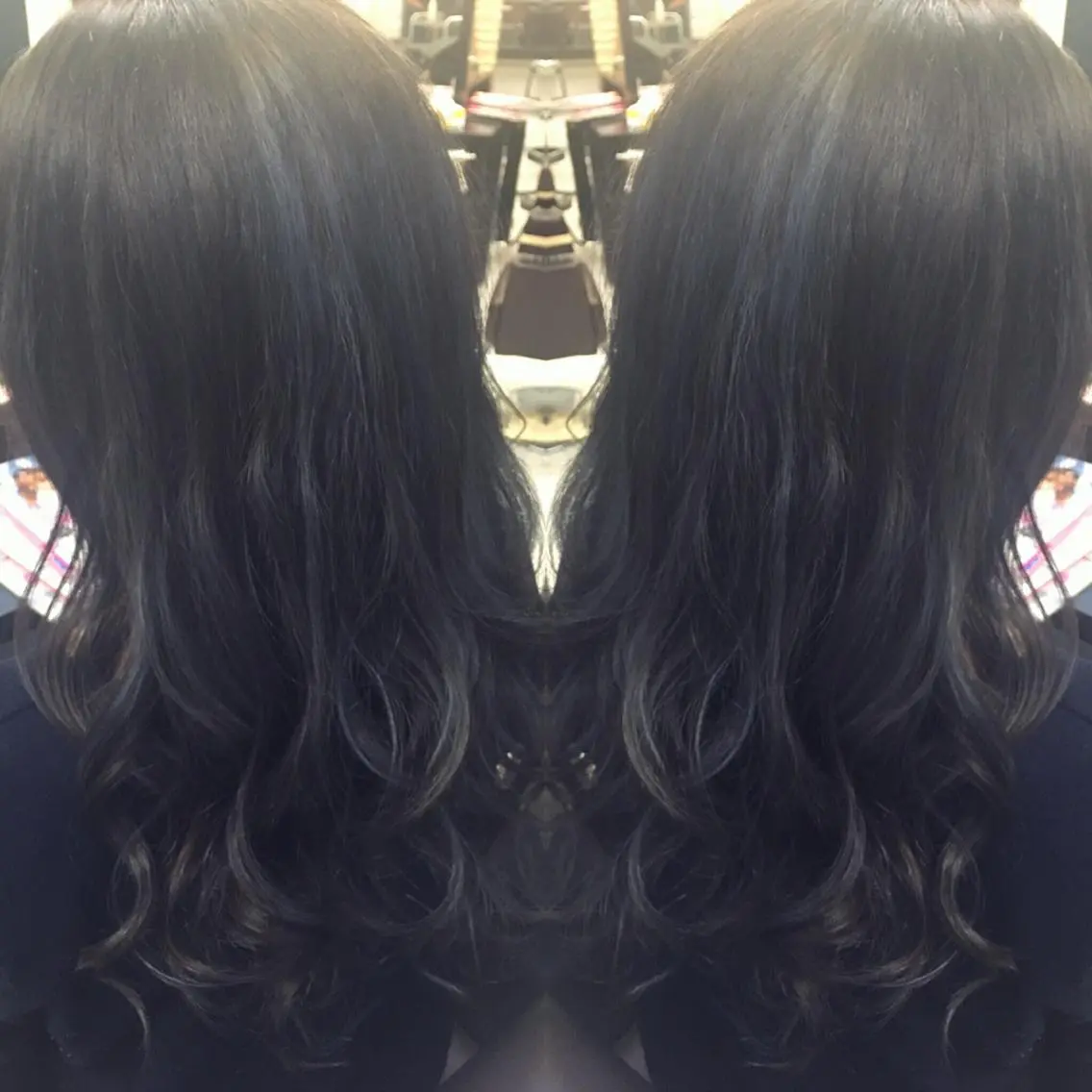 セミロング カラー ヘアアレンジ ブリーチ ブルーカラー ブルージュ ハイライトカラー ハイライト BREK 袋井店のヘアスタイル