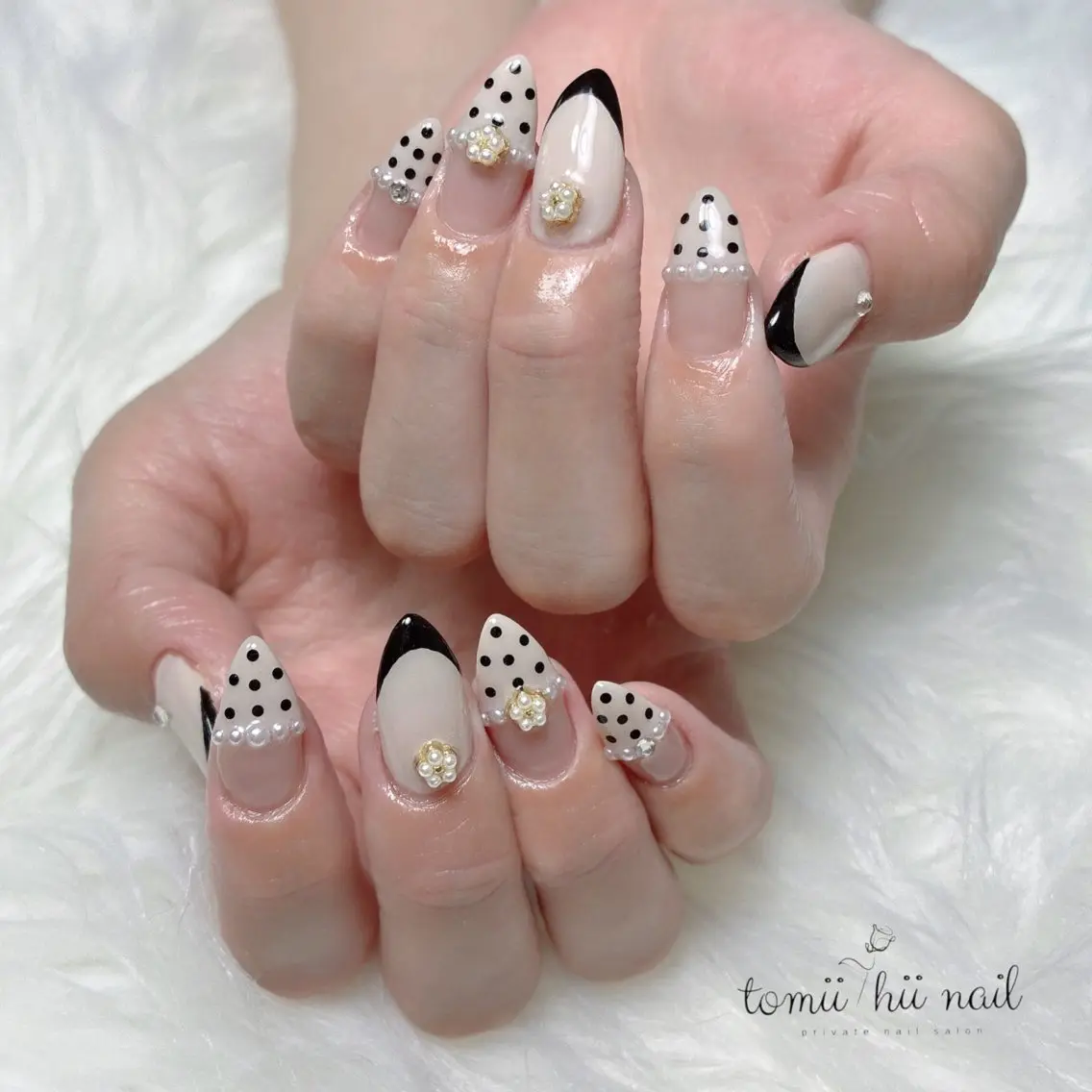 ネイル ドット フレンチネイル ガーリー 韓国ネイル ハンドネイル tomii-hii -nailのその他イメージ