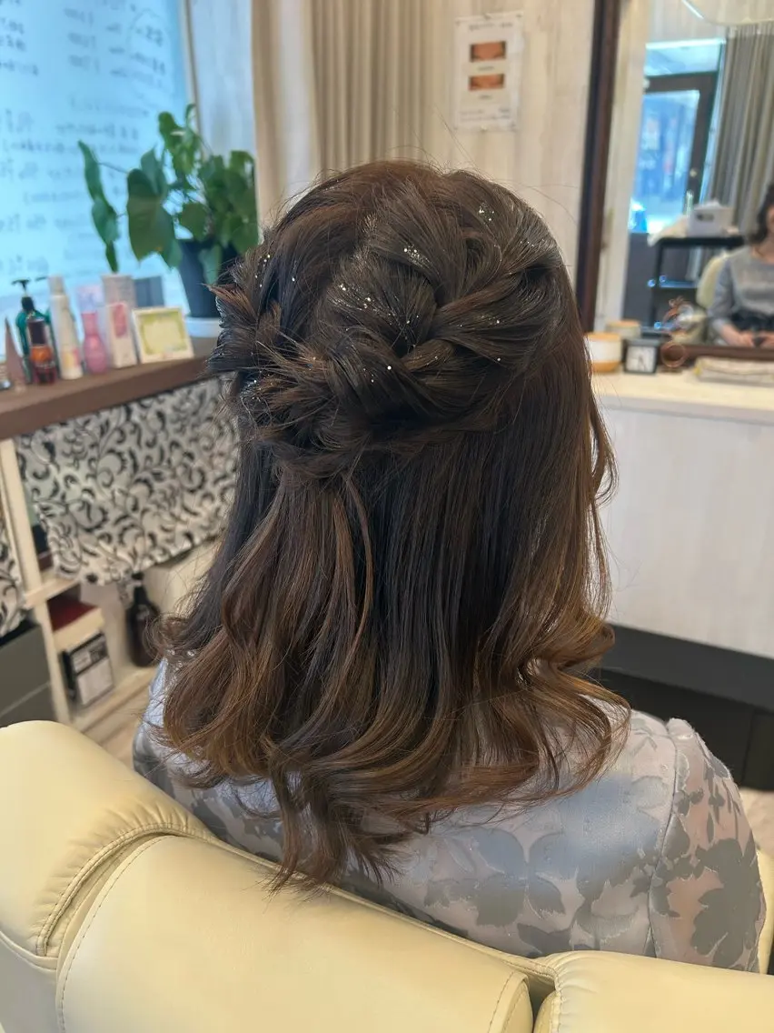 ヘアアレンジ ハーフアップ 結婚式・ブライダル Infinity -Miko-【艶】のヘアスタイル