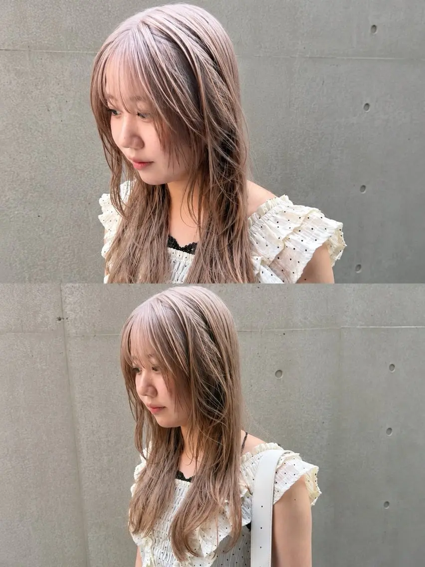 ロング カラー ベージュカラー ブリーチ デザインカラー 外国人風カラー レイヤーカット カット ヘアカラー 🍃パヤ毛ストレート 🍃佐藤 遊のヘアスタイル