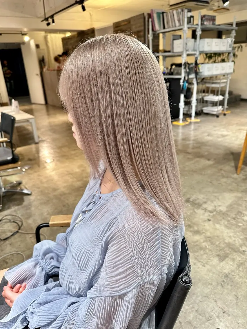 ミディアム カラー ヘアカラー トリートメント ヘアセット ✨艶ブリーチカラー ✨四ノ宮裕己のヘアスタイル