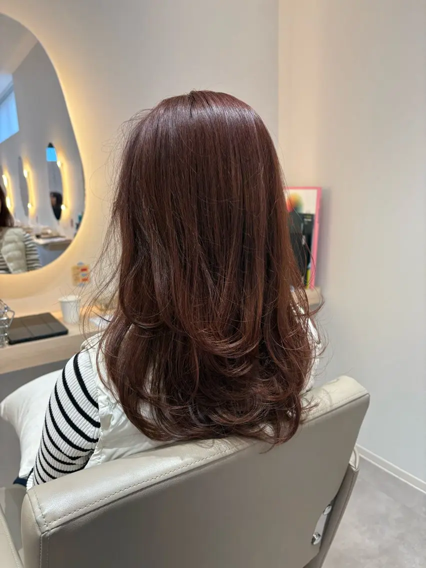 セミロング カラー ブラウンカラー ピンクカラー ピンクブラウン レイヤーカット カット ヘアカラー レイヤー/透明感/髪 質改善/メンズ/佐藤のヘアスタイル