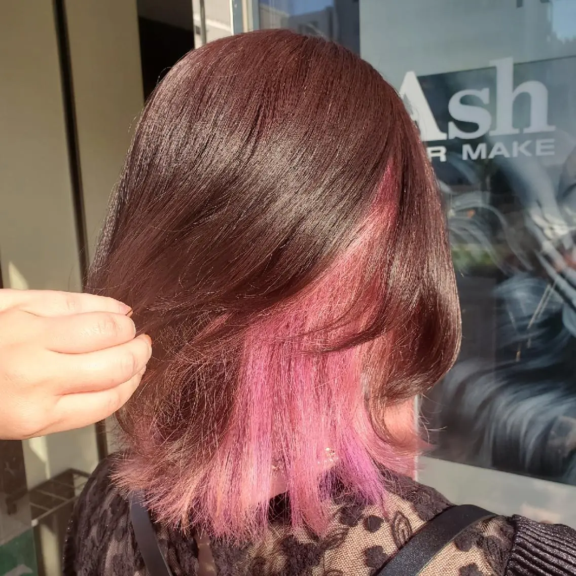 カラー ピンクカラー 推しアニメカラー🌈 ツヤ透明感カラー🦄のヘアスタイル