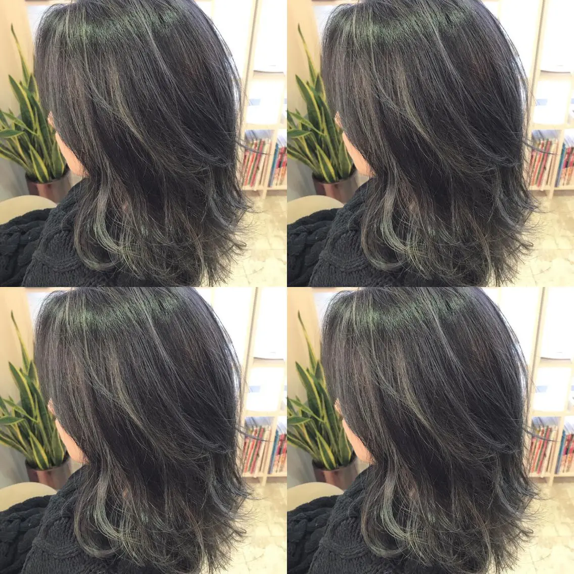 ミディアム カラー ハイライトカラー ネイビーカラー ハイライト 青木 茂樹⭐️ 透明感カラーのヘアスタイル