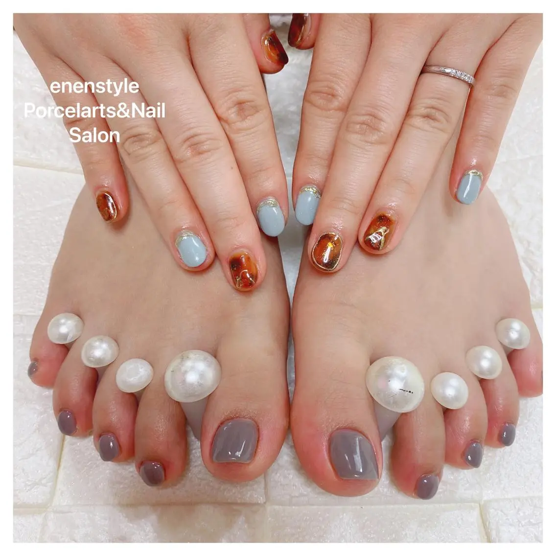 ミディアム ネイル ハンドネイル 🐾enen style 🐾のネイルデザイン