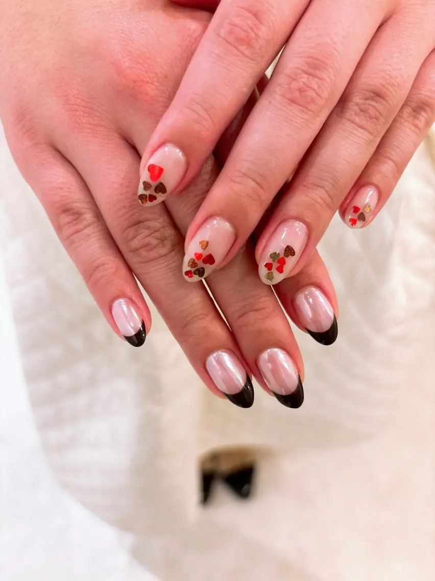 ネイル オーロラネイル フレンチネイル ハート バレンタイン Ann nailのネイルデザイン