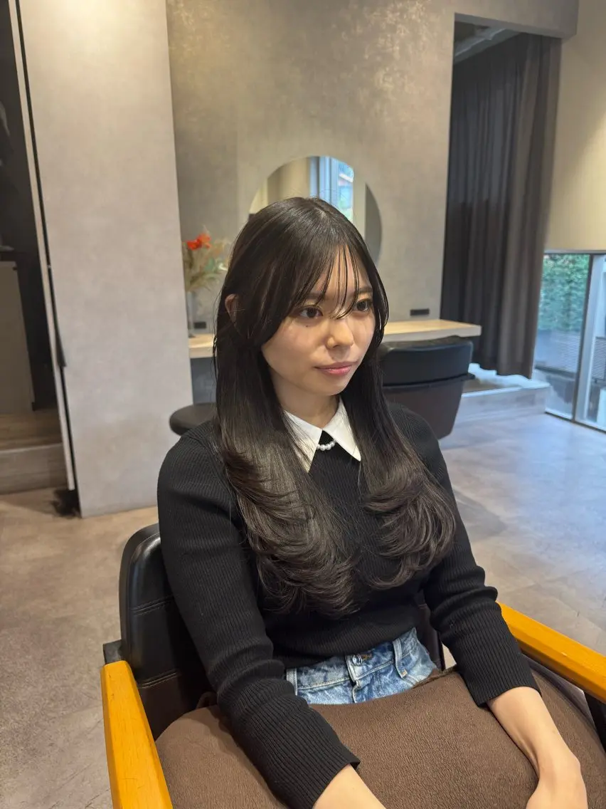 ロング カラー カット ヘアカラー 佐藤史哉* 韓国レイヤー赤み除去のヘアスタイル