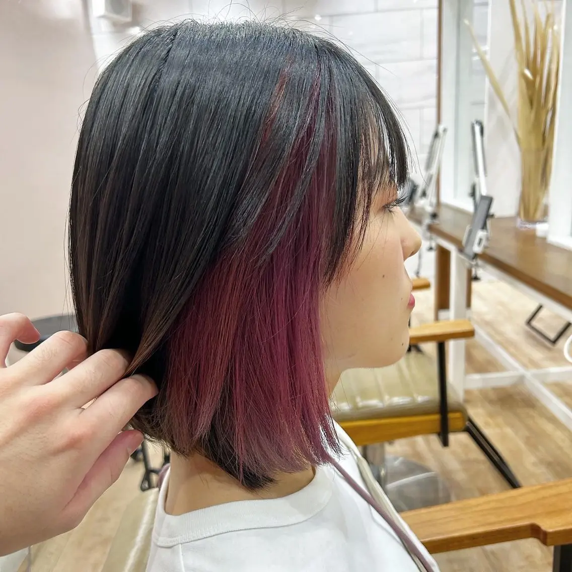 ミディアム カラー ピンクカラー バイオレットカラー 学生指名率No.1 YUTOのヘアスタイル