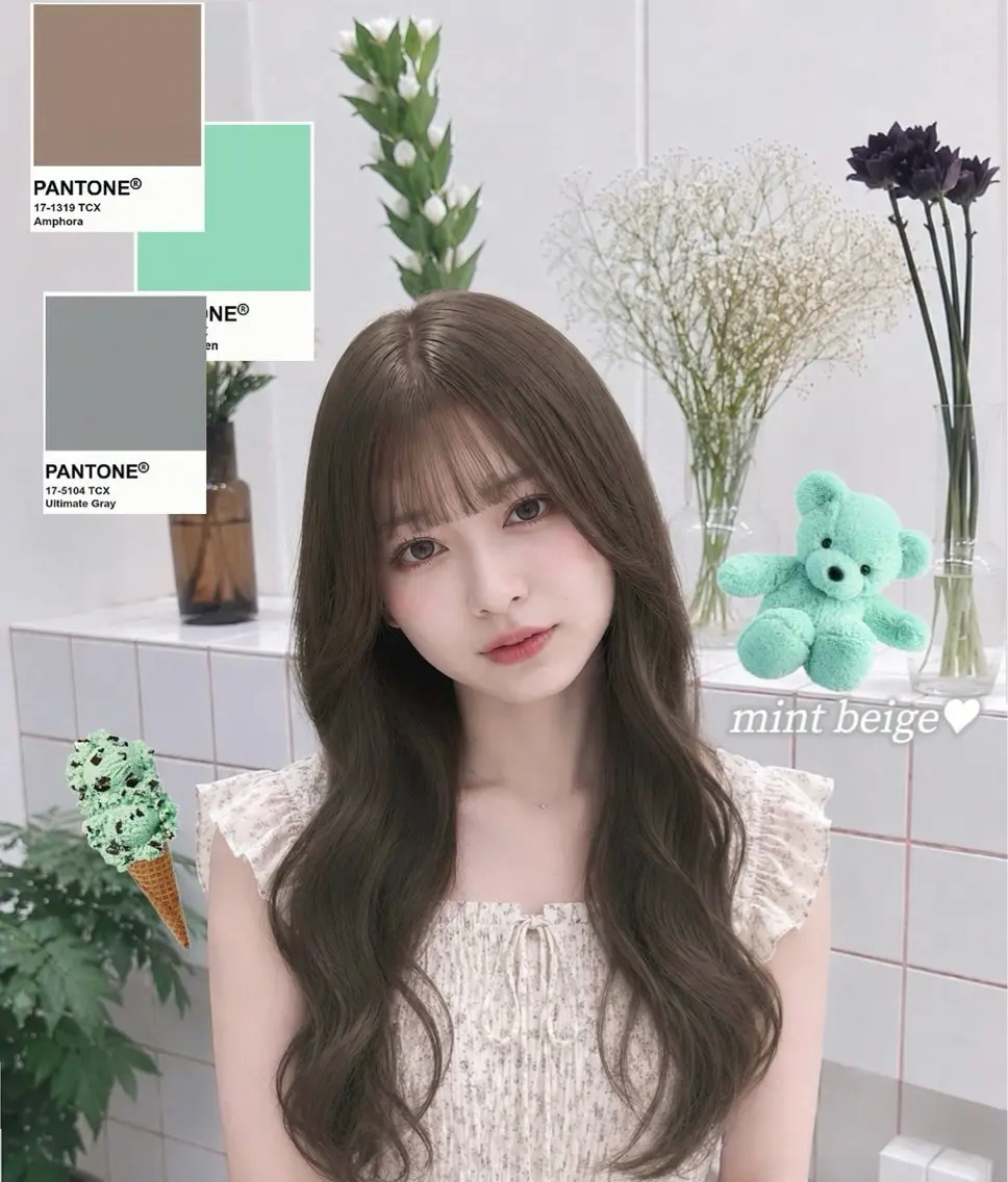 ロング カラー ベージュカラー 透明感カラー ミント ミントベージュ オレンジ ヘアカラー トリートメント ゆうひ🎀艶カラー/ ヘアメ/チョコカラーのヘアスタイル