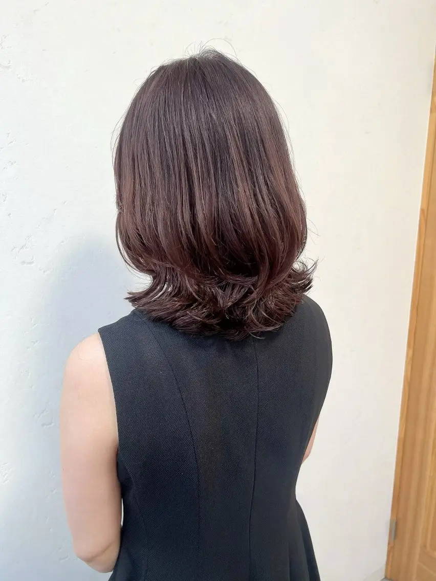 ミディアム パーマ カット パーマ トリートメント コテ巻き風パーマ SHONOのヘアスタイル