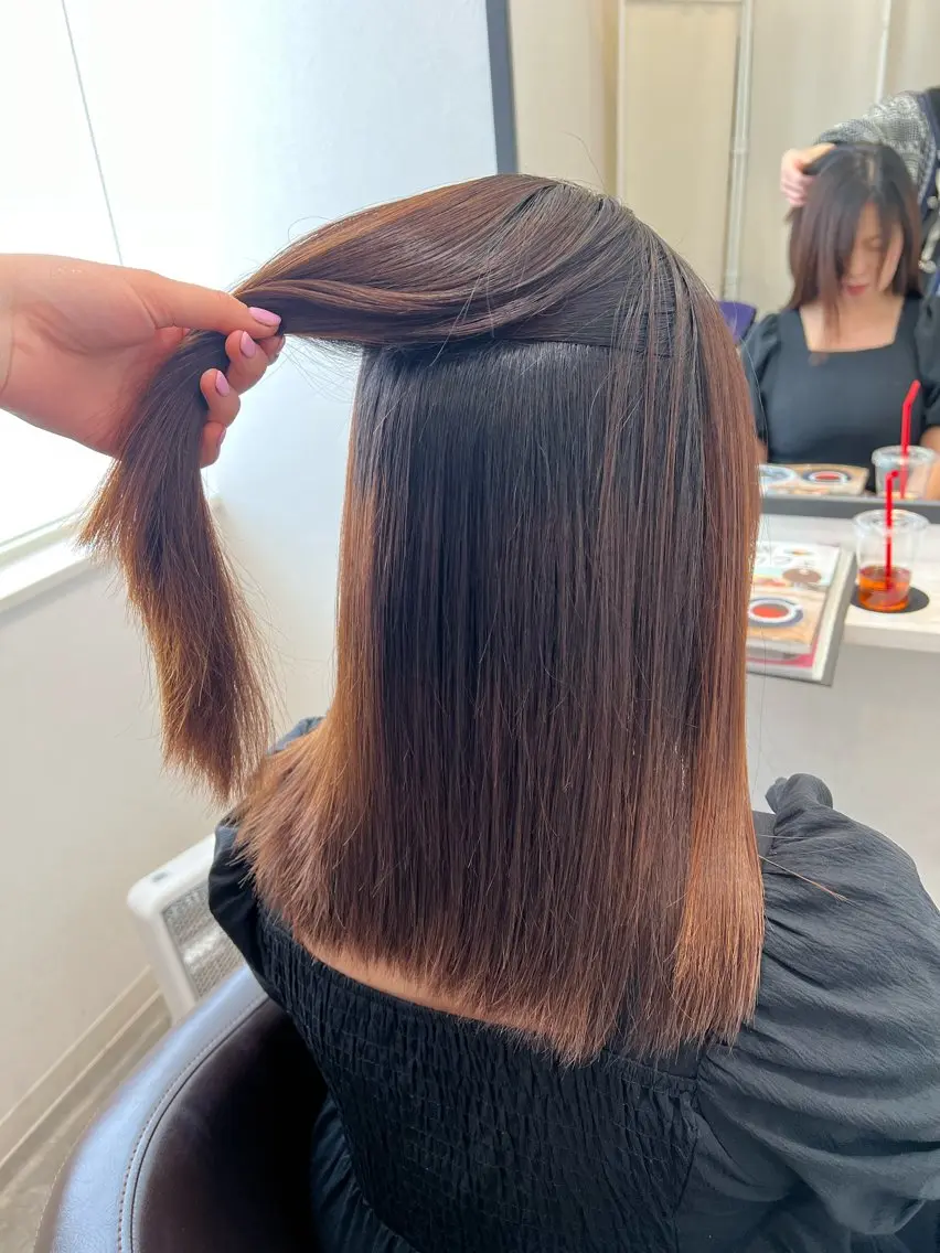 ロング パーマ 縮毛矯正 カット 縮毛矯正 Naru┆川西能勢口 ┆髪質改善サロンのヘアスタイル
