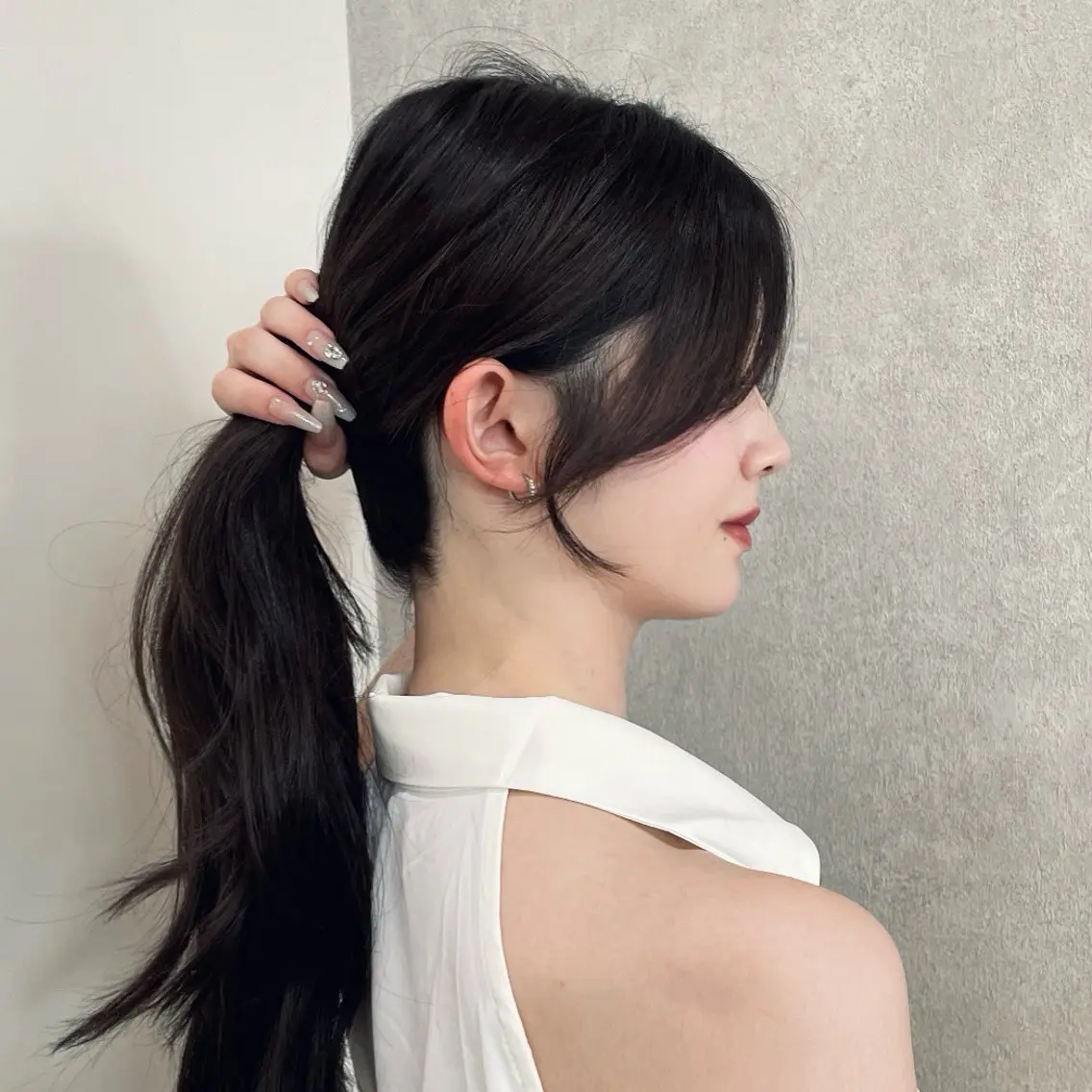ロング カット ヘアカラー トリートメント ヘッドスパ ヘアセット ハッシュカット🖤✨ 顔周り/韓国ヘアのヘアスタイル