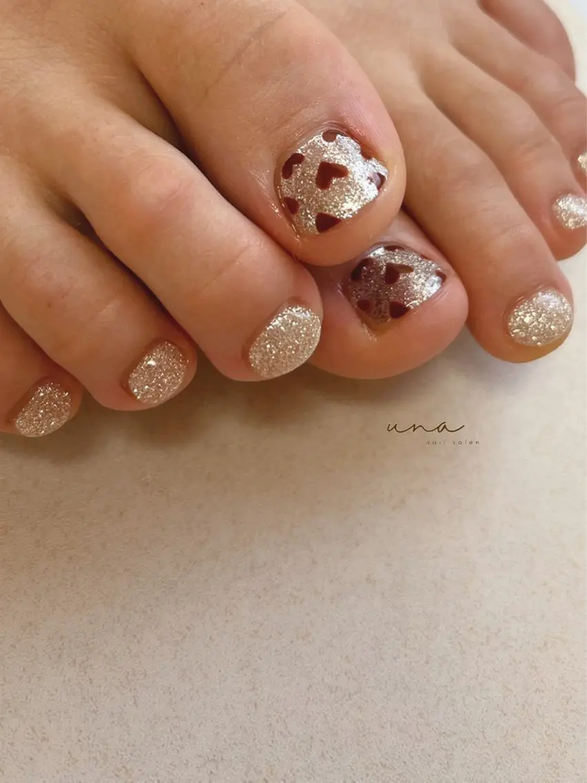 ネイル ハート フットネイル * kaoriのネイルデザイン
