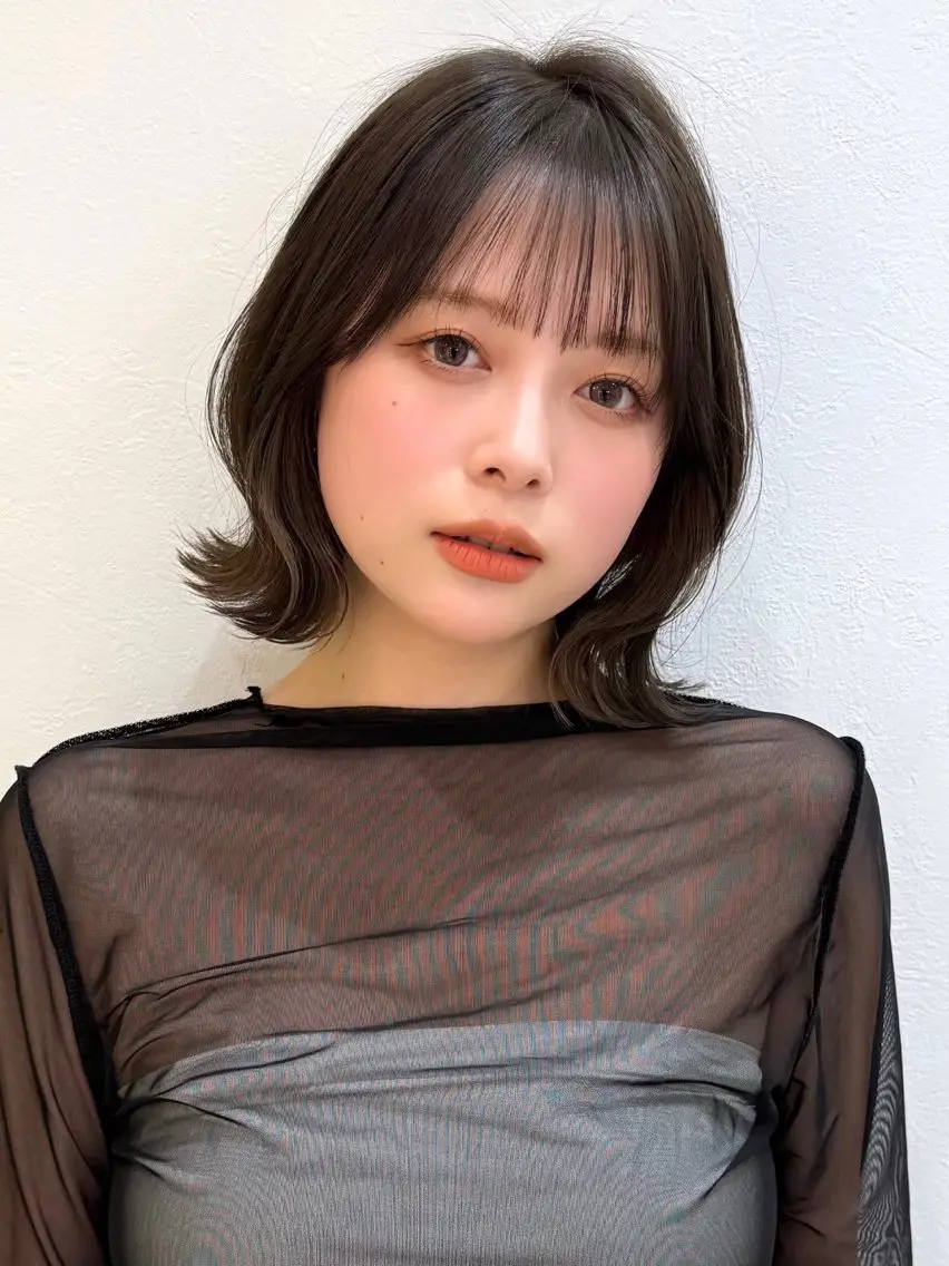ミディアム カット ヘアカラー トリートメント 新宿/髪質改善/ボブ 韓国レイヤー大重聖斗のヘアスタイル