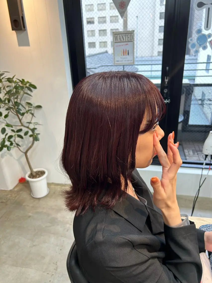 ミディアム カラー 丸岡 桜のヘアスタイル
