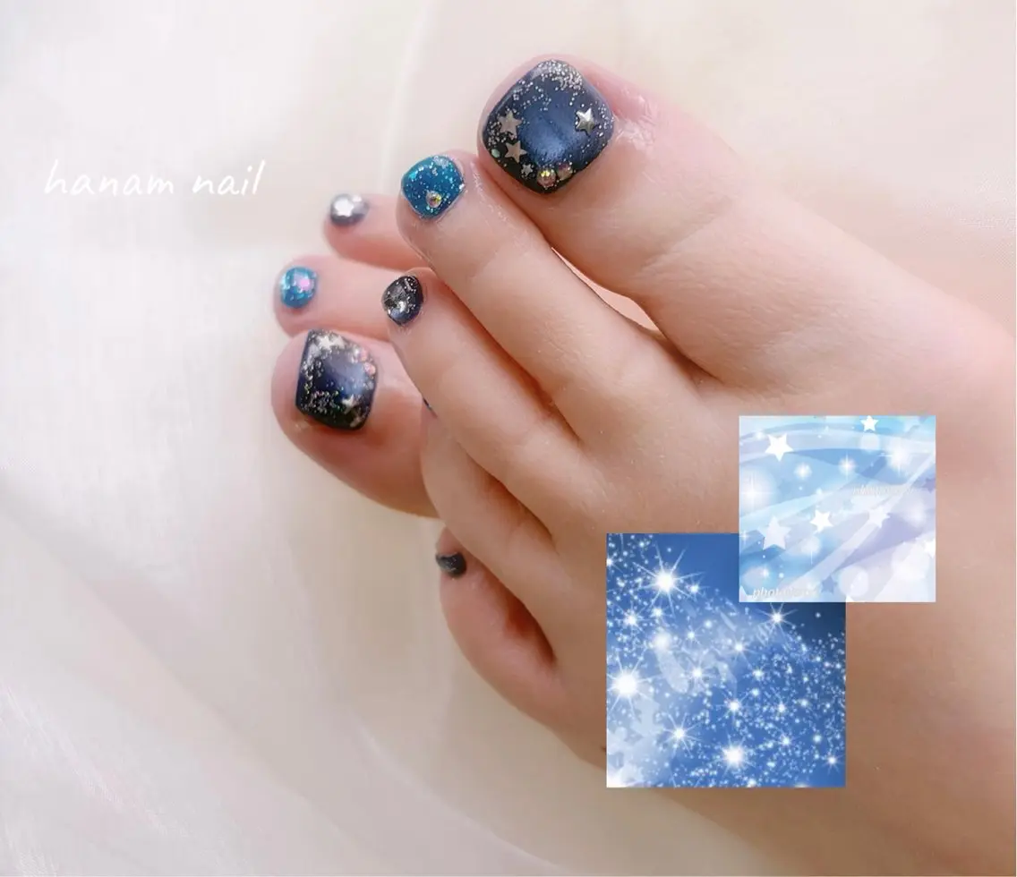 ネイル ブルー hanam nail 🌿🩵ハナムネイルのネイルデザイン