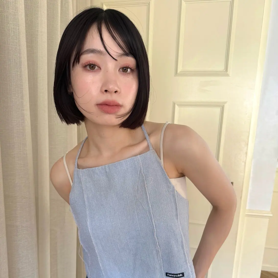 ショート カラー 切りっぱなしボブ 黒髪 ボブ カット ヘアカラー 縮毛矯正 トリートメント 透明感/縮毛/ボブ CHIHIROのヘアスタイル
