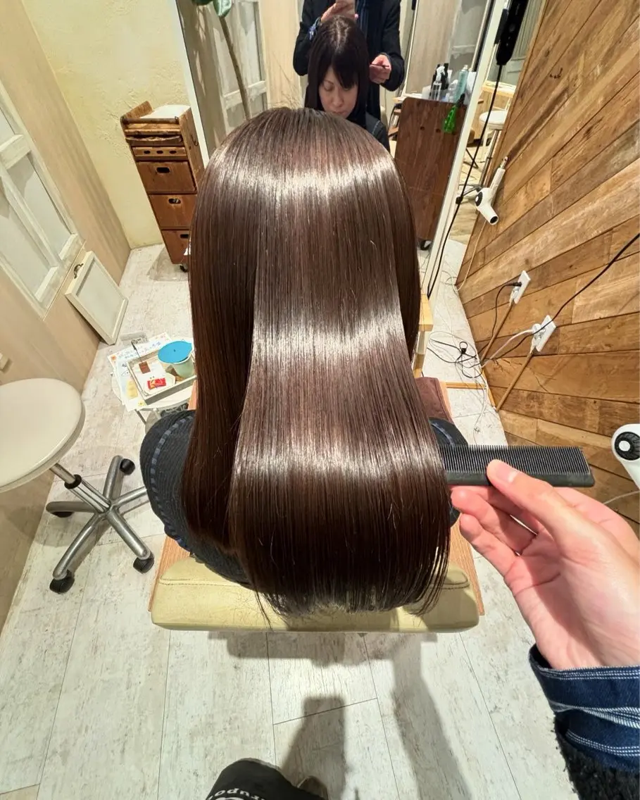 ロング トリートメント カット ヘアカラー トリートメント レイヤーカット✨ 艶髪藤野のヘアスタイル