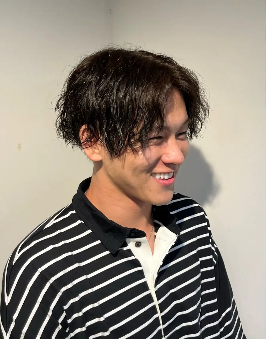 ショート カラー メンズ ベージュカラー オリーブベージュ 本木下朋花/髪質 改善×ダブルカラーのヘアスタイル
