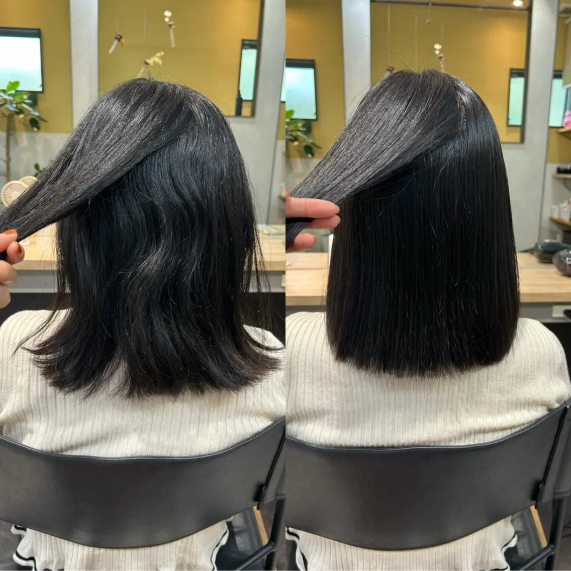 ミディアム パーマ 髪質改善 ストレートパーマ カット 縮毛矯正 トリートメント hub hair レイヤー/ナチュラルのヘアスタイル