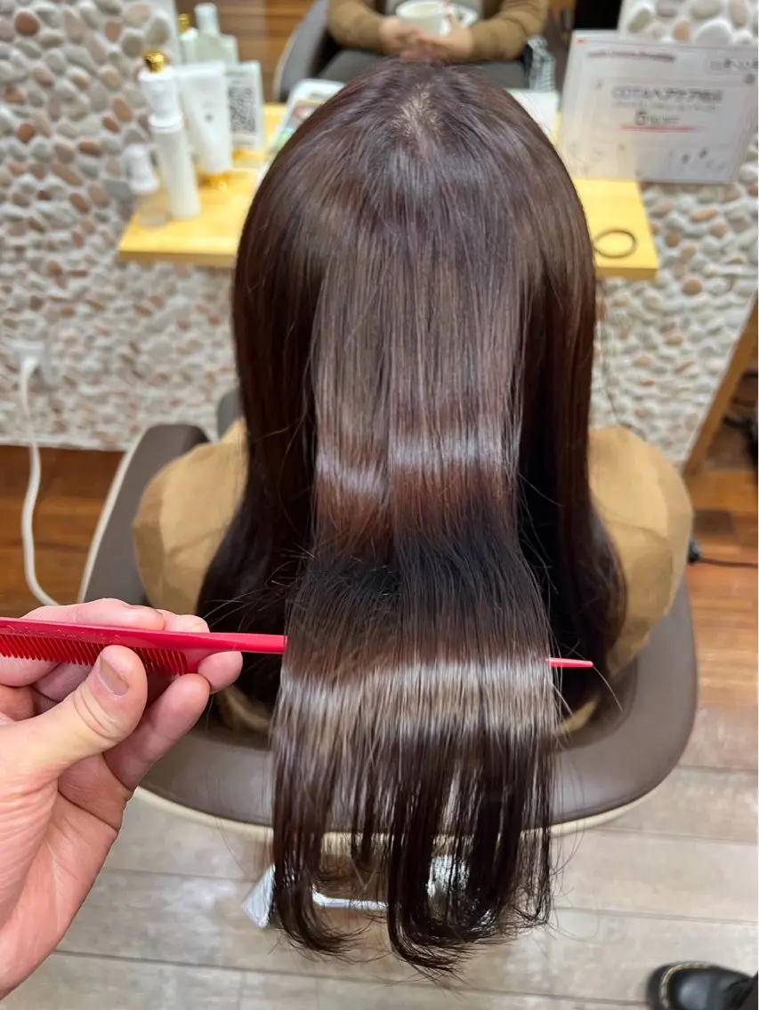 ロング パーマ ストレートパーマ カット 縮毛矯正 トリートメント 【艶髪ストレート/メ ンズパーマ】外賀勇貴のヘアスタイル