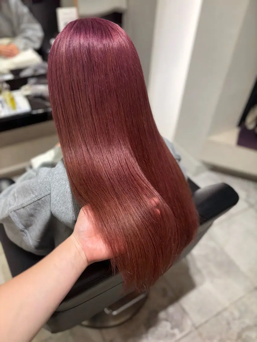 ロング カラー ピンクカラー 浜崎 千亜のヘアスタイル
