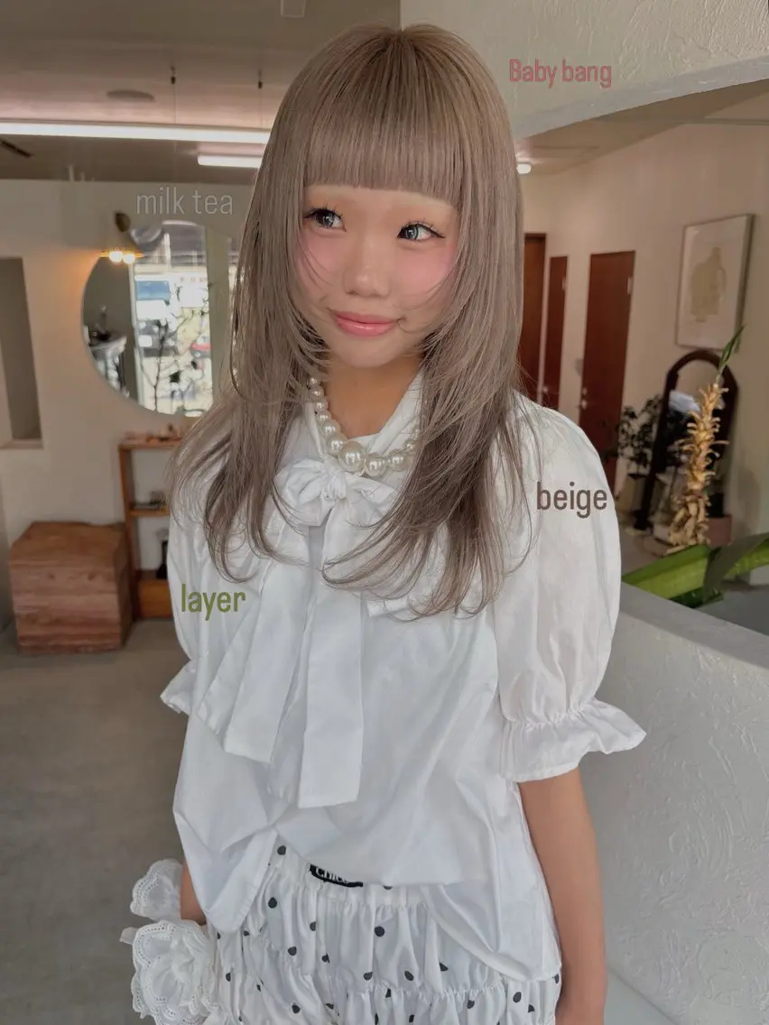 セミロング カラー カット ヘアカラー トリートメント ニイ/栄/名古屋駅/ ボブカットモデル募集のヘアスタイル