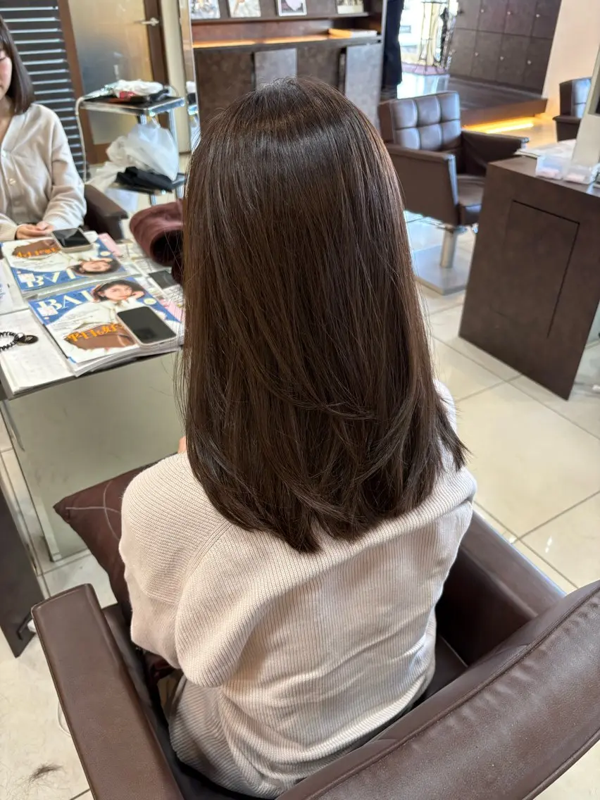 セミロング カラー 🤎韓国ヘア ベージュ まゆか🤎のヘアスタイル